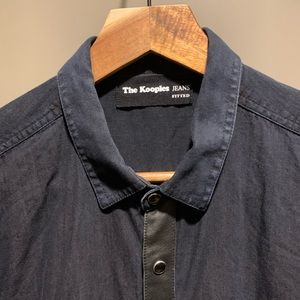 The Kooples Denim/ Leather Button Down Shirt (Men’s Medium)
